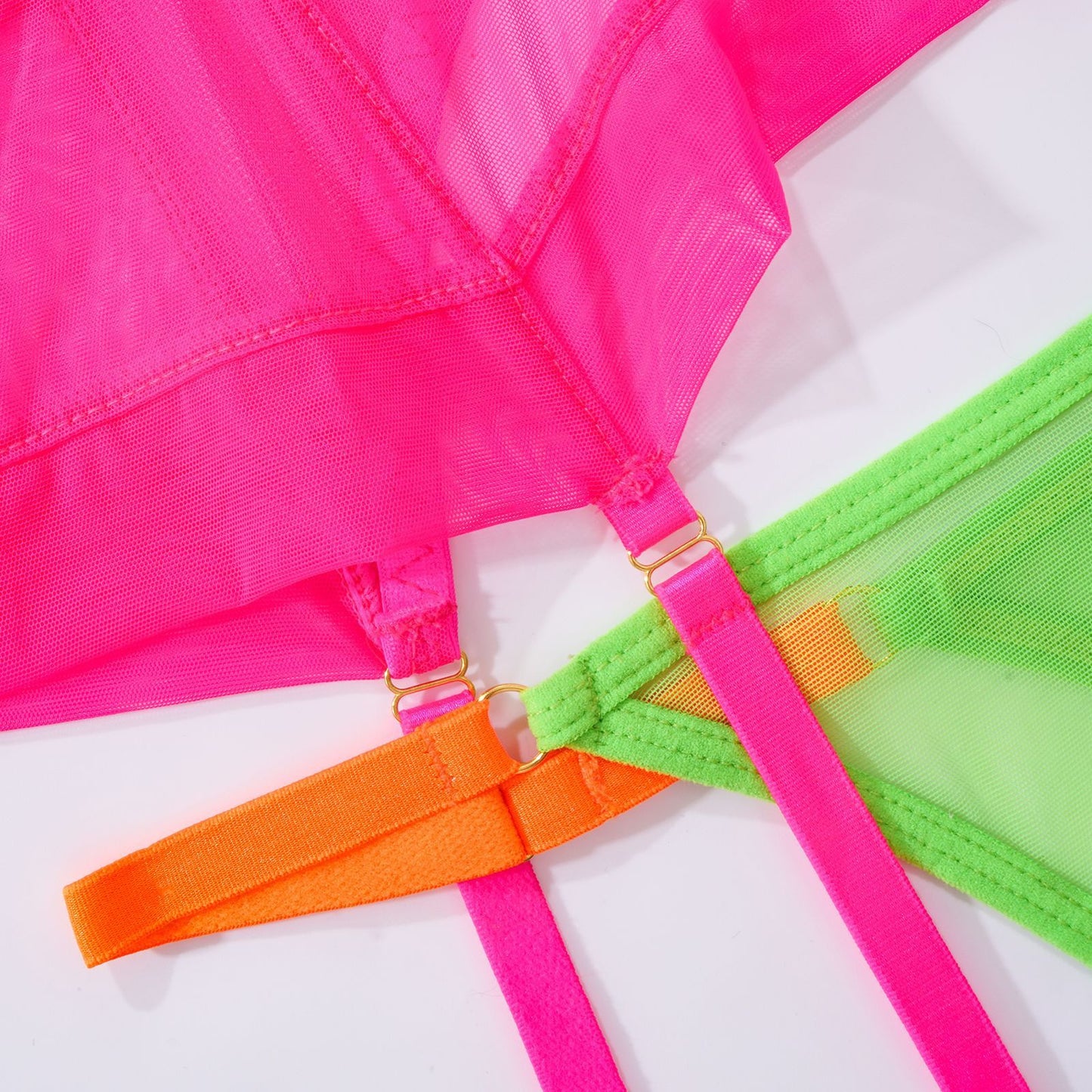 Mesh Contrast Color Triangle Cup Sexy Bodybuilding Underwear