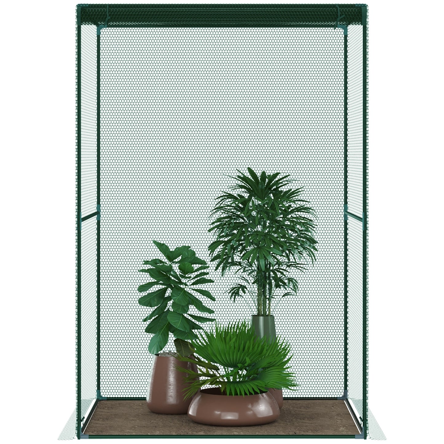 Outsunny 4' X 4' Crop Cage, Plant Protection Tent With Zippered Doors For Vegetable Garden, Backyard
