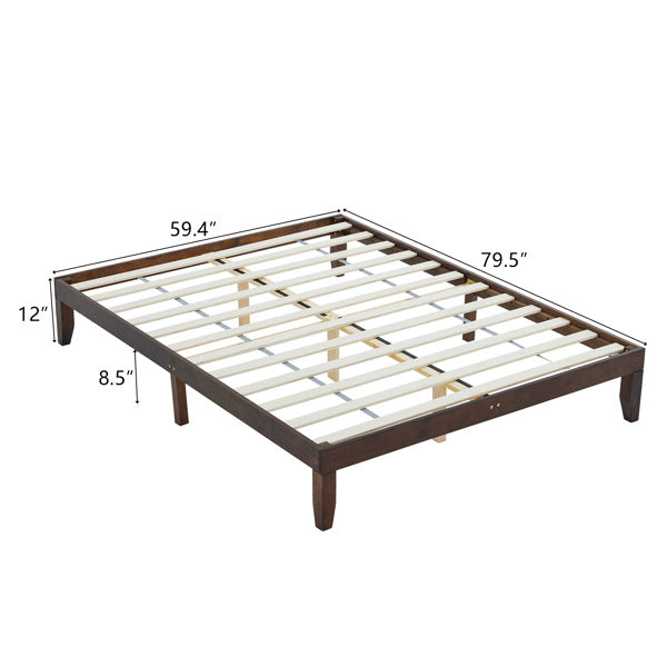 Basic Bed Frame, Coffee Colored Wooden Bed