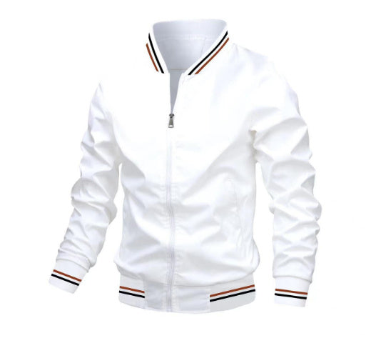 Men's Striped Zip-up Jacket With Pockets Fashion Casual Outerwear Sports Baseball Clothing Spring And Fall ShopWithASmile.com