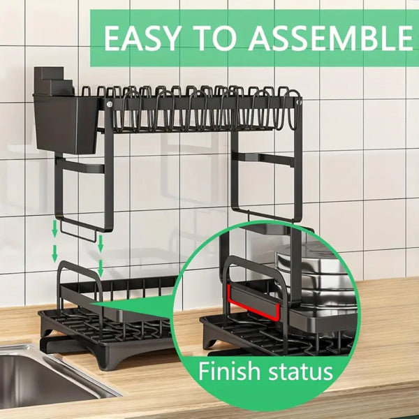 2nd Floor Large Kitchen Counter With Utensil Drying Rack, Equipped With Drainage Board, Prohibited From Sale On Temu Platform, Not Shipped On Weekends ShopWithASmile7.com