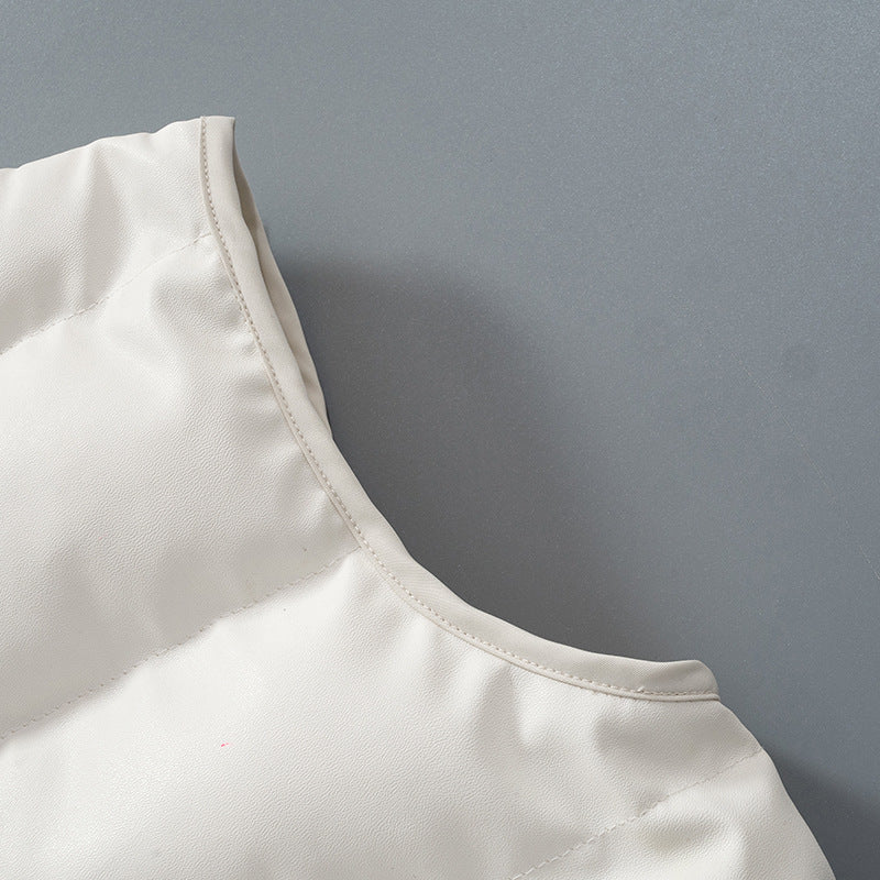 Slim Sleeveless Button Down Round Neck Cotton Vest