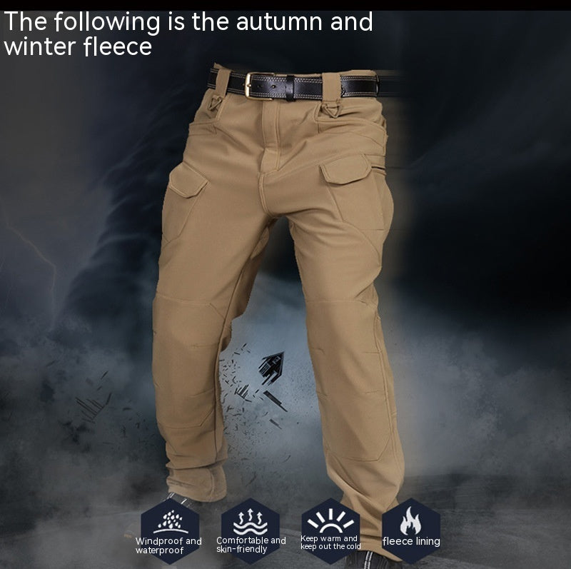 Autumn And Winter Outdoor Fleece-lined Tactical Pants Men