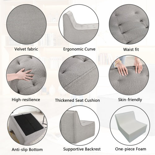 Fireside Chair, Lazy Floor Sofa Couch, Large Bean Bag Chair For Adults With High Resilience Foam For Living Room, Bedroom And Office, Velvet Fabric