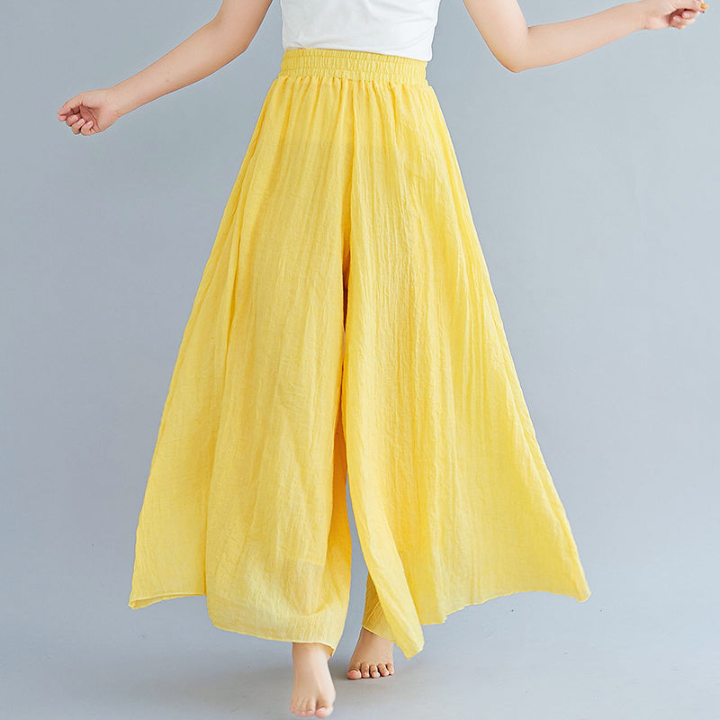 Elegant A-line Elastic Waist Big Trousers Wide Leg Culottes Trendy
