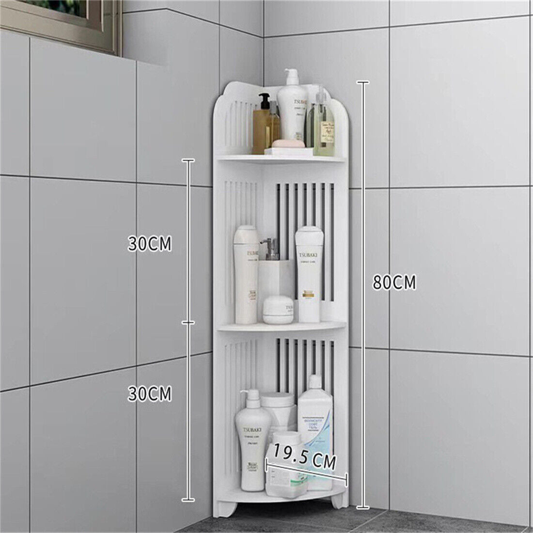 3 Tier Corner Bath Shelf Shower Caddy Storage Rack Unit Organiser Stand White UK ShopWithASmile.com