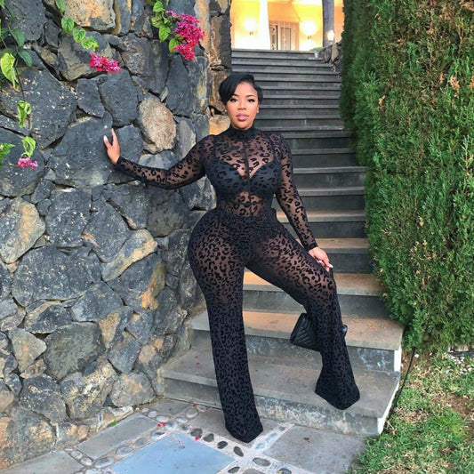 Fashion Sexy Mesh Long Sleeve Jumpsuit ShopWithASmile.com