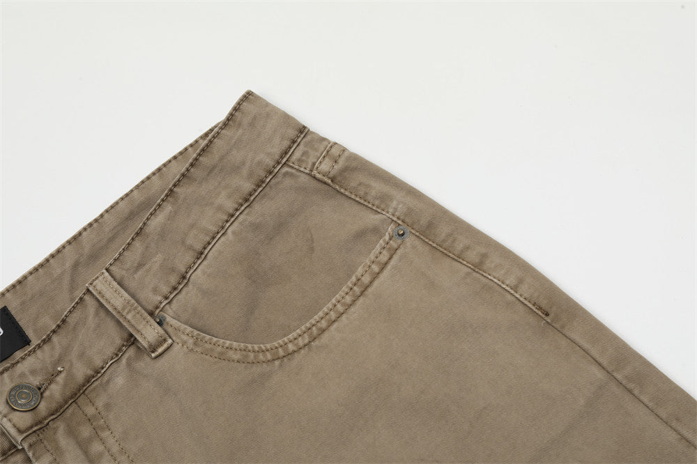 Washed Denim Straight-leg Trousers Men