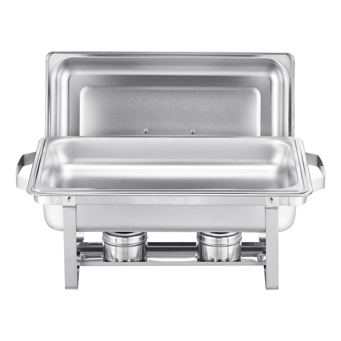 8 Qt 2 Pack Rectangle Chafing Dish Buffet Set Full Size Pan Stainless Steel