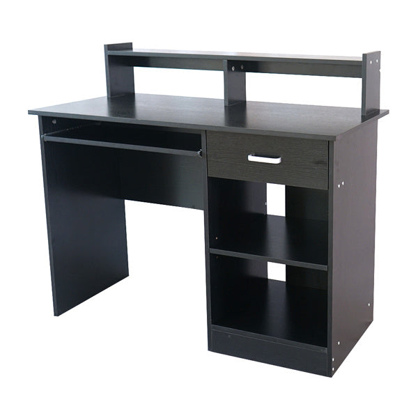 Modern E1 15MM Chipboard Computer Desk with One Drawer, Two Tiers & Keyboard Rack - 110x50x94cm, Stylish Black Desk for Study & Work