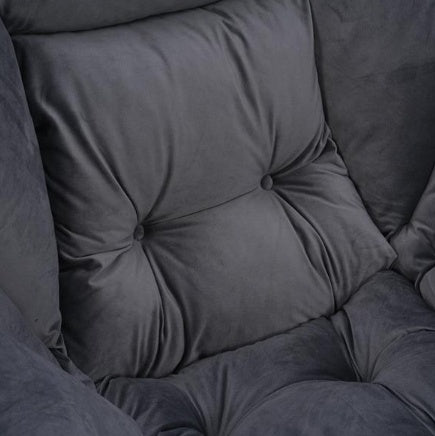 Living Room Chair Modern Cotton Fabric Lazy Chair With Armrests And Side Pockets - Dark Grey With Ottoman