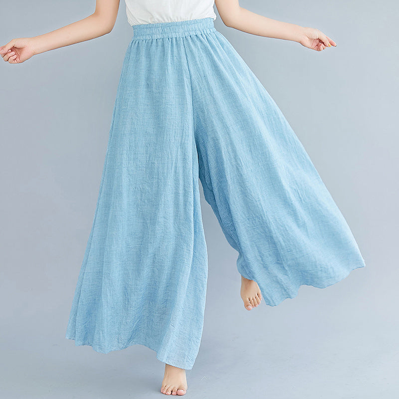 Elegant A-line Elastic Waist Big Trousers Wide Leg Culottes Trendy