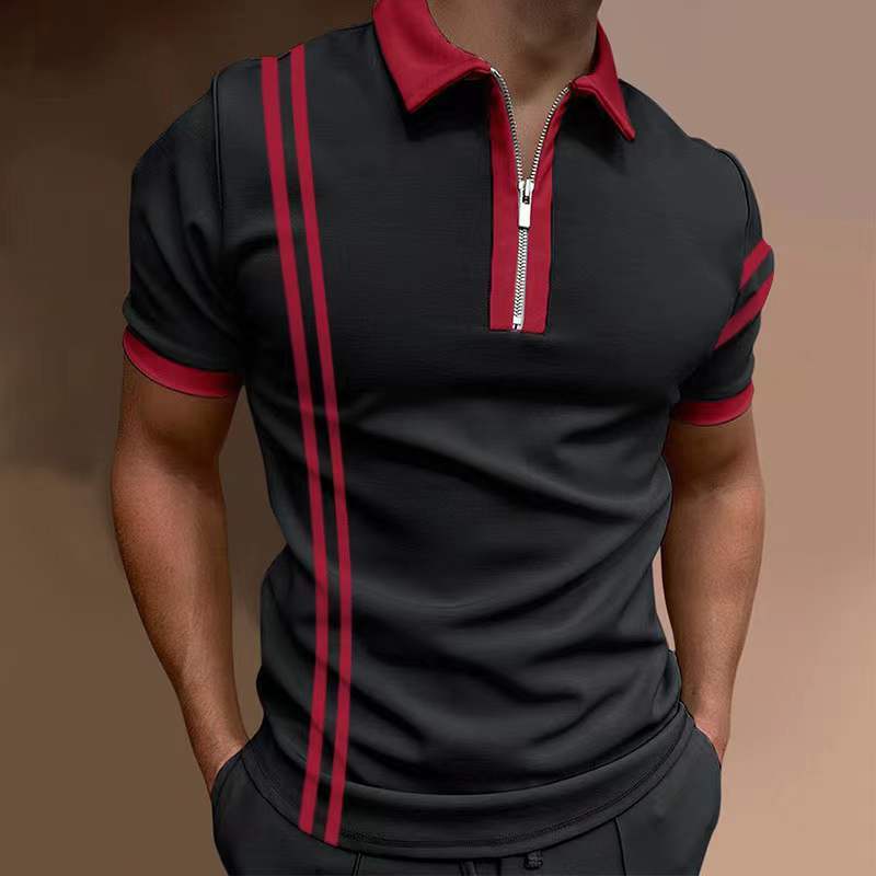 European And American New Men's Casual Short-sleeved Digital Printing Slim Pullover Men's Polo Shirt