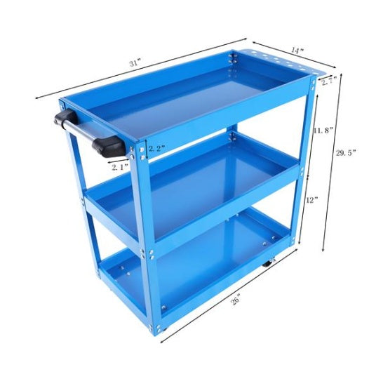 Tool Cart, 3 Tier Rolling Mechanical Tool Cart, Heavy Steel Multi-purpose Cart