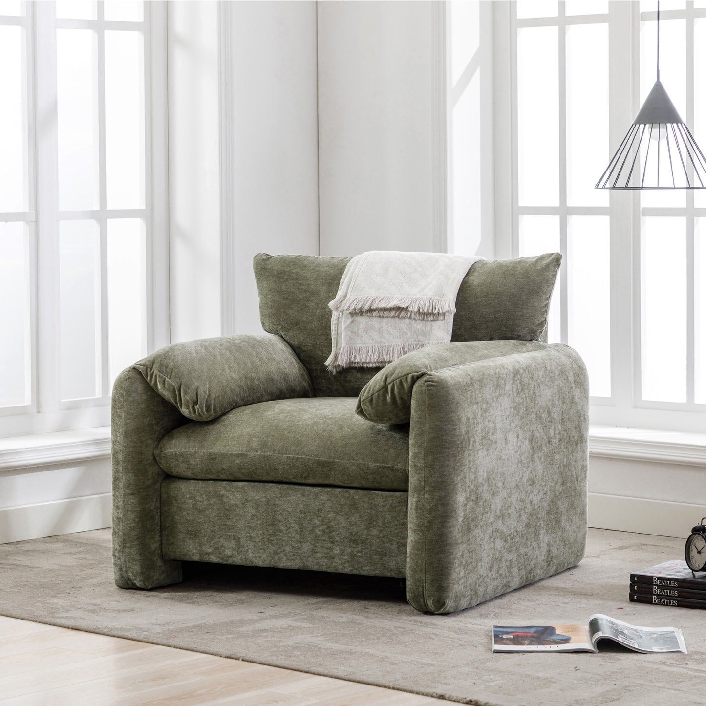 Modern Style Chenille Oversized Armchair Lounge Sofa 38.6'' W For Living Room
