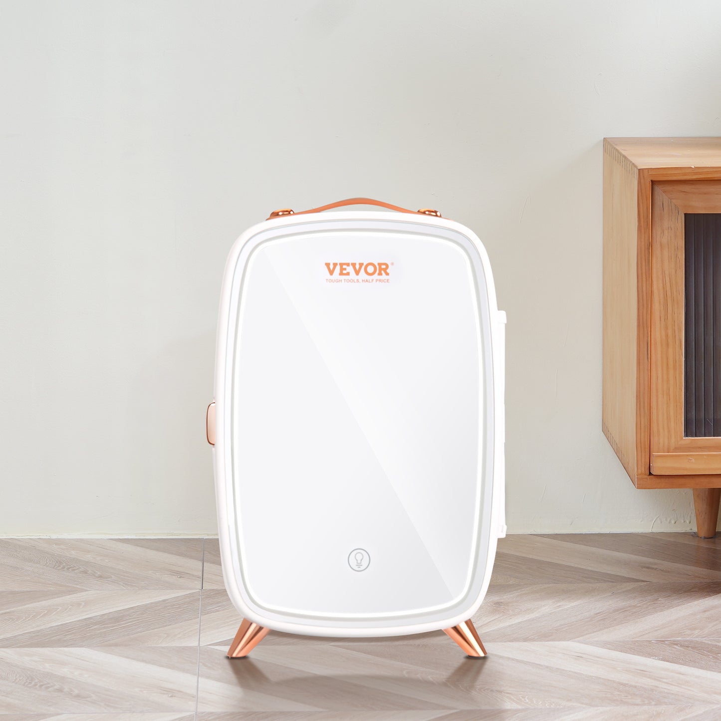 Vevor Mini Fridge For Bedroom, 6L Luxury Skin Care Fridges With Mirror And LED Light, AC DC Cosmetic Fridge For Office Dorm Car, Small Makeup Refrigerator For Beauty Face Mask Beverage Chill, White ShopWithASmile7.com