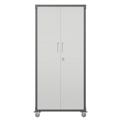 71 Metal Garage Storage Cabinet With Wheels - Heavy-Duty Tool Storage Cabinet For Home, Office, School, And Garage Organization, Black Gray