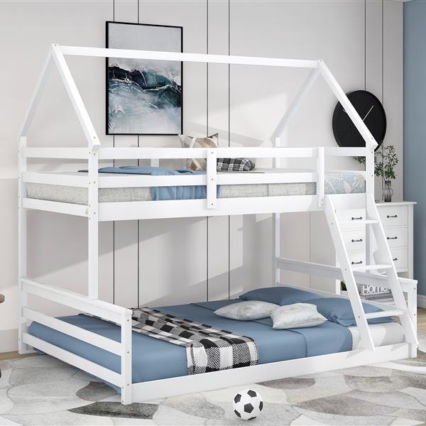 Bunk Bed With Built-in Ladder, White
