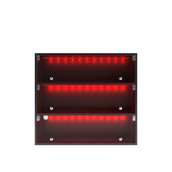 Black LED Light Shoe Box With Three Layers And Glass Door