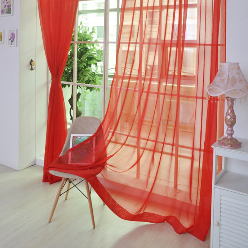 Solid Color Glass Mesh Curtains Transparent Color Ready-made Curtain Punch-free ShopWithASmile7.com