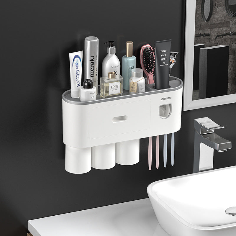 Integrated Multifunctional Toothbrush Rack With Toothpaste Squeezing Device ShopWithASmile7.com