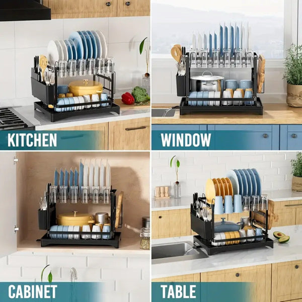 2nd Floor Large Kitchen Counter With Utensil Drying Rack, Equipped With Drainage Board, Prohibited From Sale On Temu Platform, Not Shipped On Weekends ShopWithASmile7.com