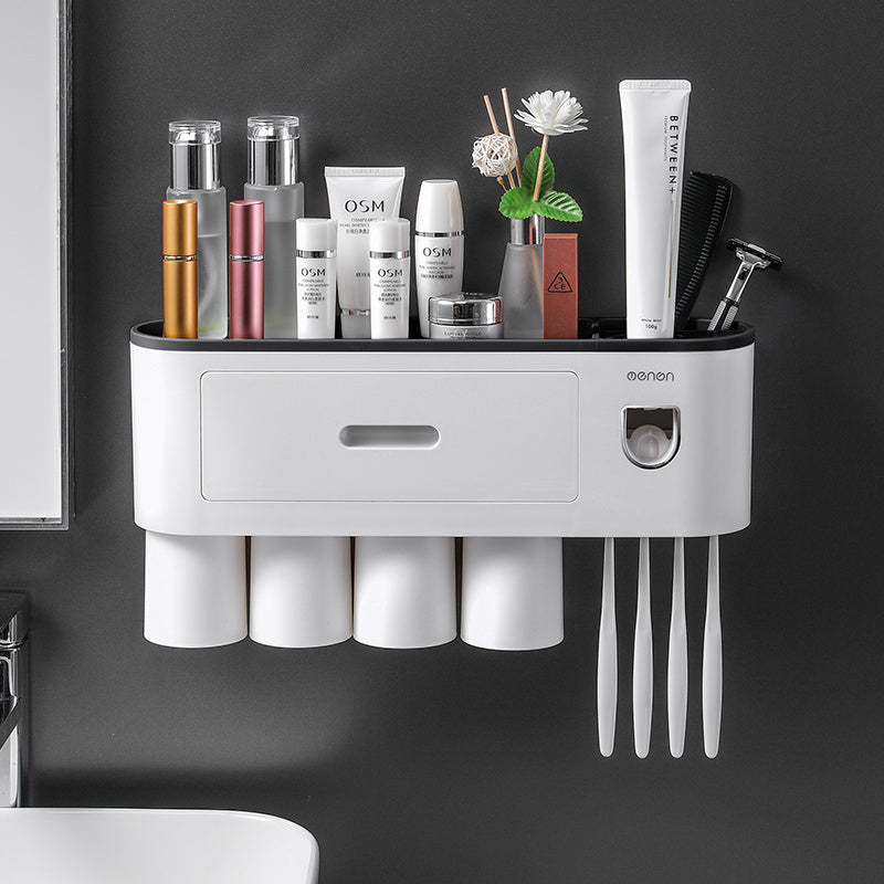 Integrated Multifunctional Toothbrush Rack With Toothpaste Squeezing Device ShopWithASmile7.com