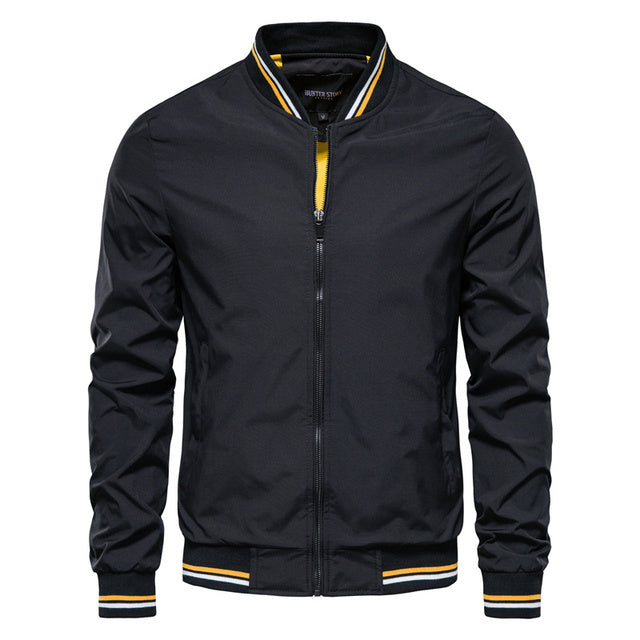Men's Striped Zip-up Jacket With Pockets Fashion Casual Outerwear Sports Baseball Clothing Spring And Fall ShopWithASmile.com