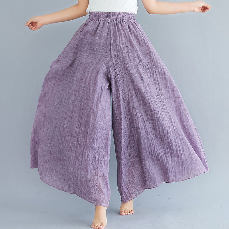Elegant A-line Elastic Waist Big Trousers Wide Leg Culottes Trendy