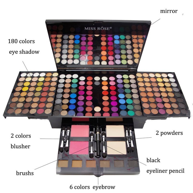 Piano-Shaped Makeup Palette – 180 Eyeshadows, Blush, & Contour Set