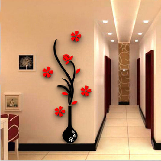 Creative vase acrylic 3D wall sticker ShopWithASmile7.com