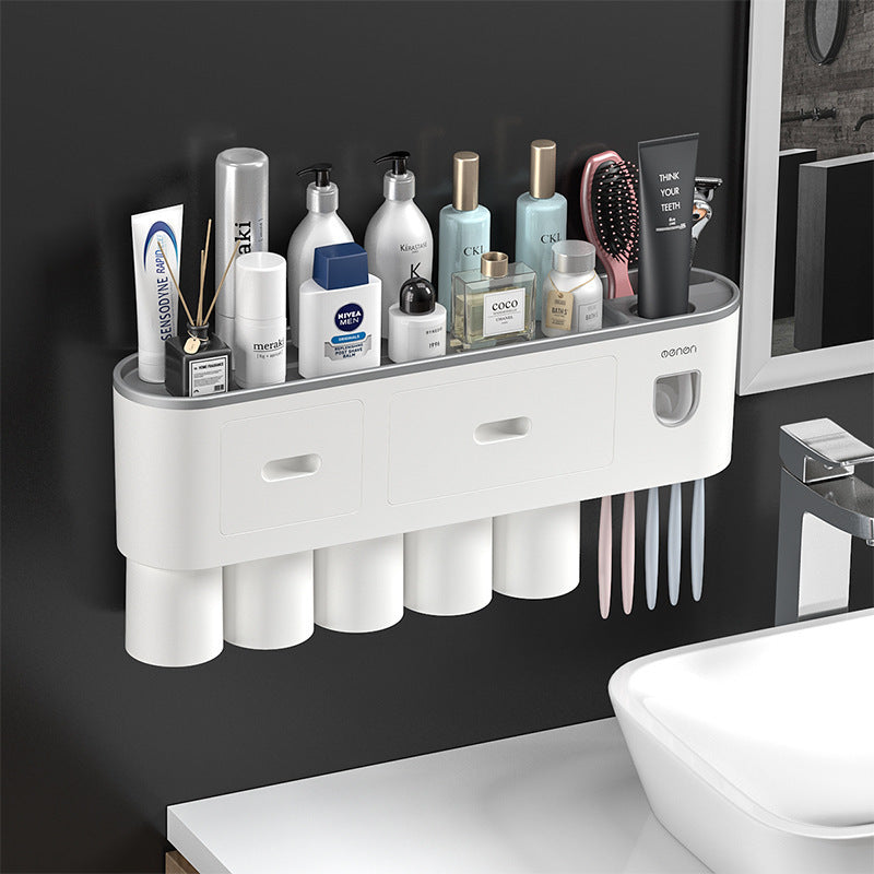 Integrated Multifunctional Toothbrush Rack With Toothpaste Squeezing Device ShopWithASmile7.com