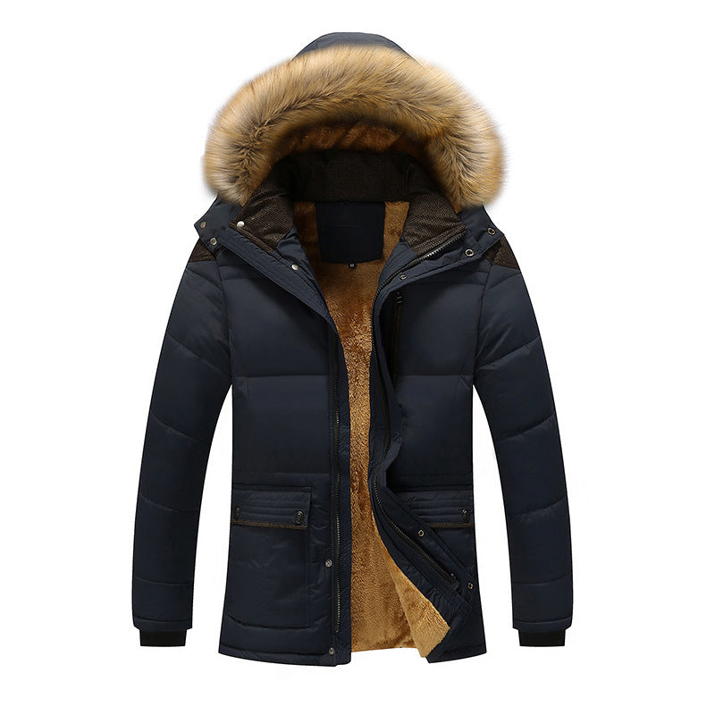 Autumn and winter youth casual long-sleeved men's winter clothing plus velvet cotton jacket Korean version of the jacket cotton clothes