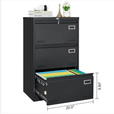 Horizontal File Cabinet With 3 Drawers