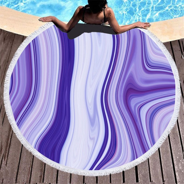 3D digital printed microfiber round beach towel ShopWithASmile7.com