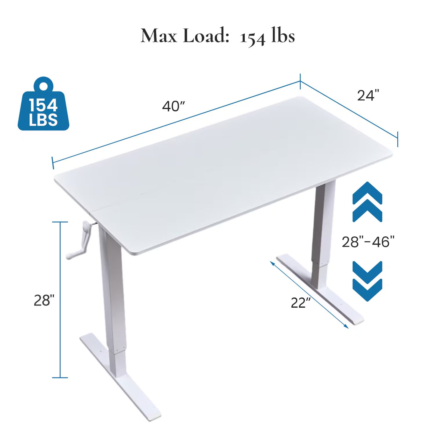 Hand-Crank Adjustable Office Desk Height Adjustable, With Flat Metal Legs Perfect For Home, Office, Gaming, Or Study Use ShopWithASmile7.com
