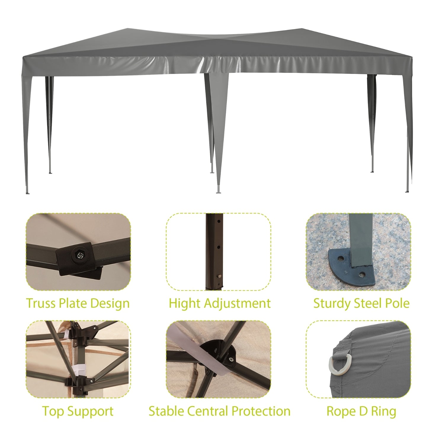 10'x20' EZ Pop Up Canopy Outdoor Portable Party Folding Tent With 6 Removable Sidewalls Carry Bag