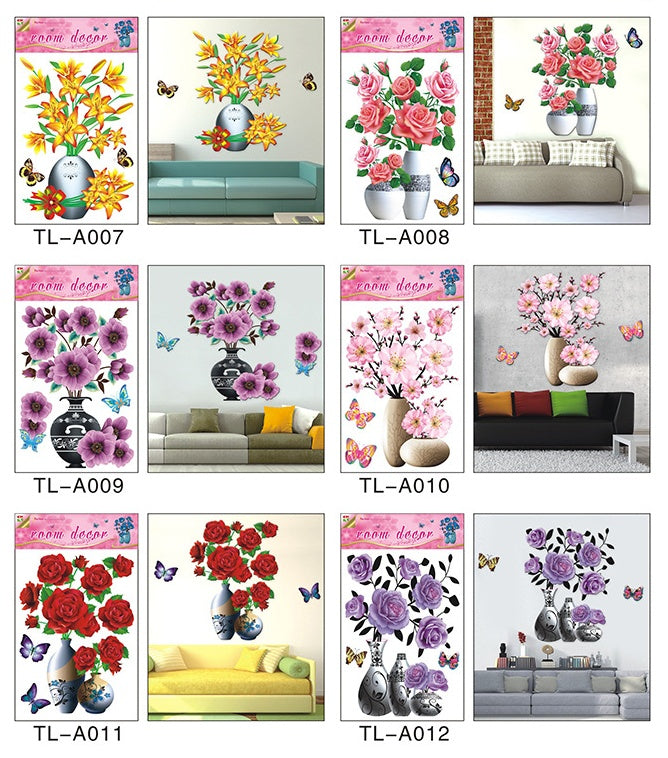 Vivid And Colorful 3D Flower Wall Stickers