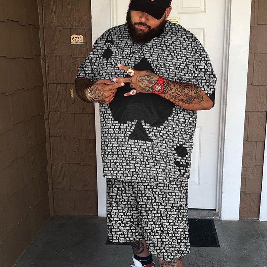 European And American Plus Size Men's Short-sleeved T-shirt Suit