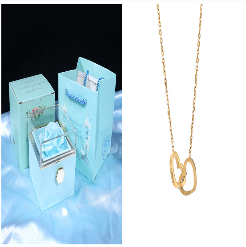 Rotating Soap Flower Rose Gift Box Creative Rotating Rose Jewelry Packaging Box Valentine's Day Gift For Women ShopWithASmile7.com