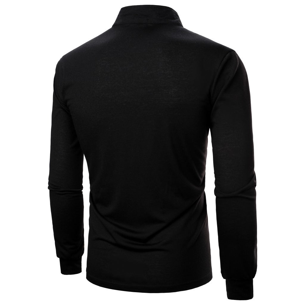 Foreign Trade Men's Shirt Three-Color Stitching With Men's Long Sleeves