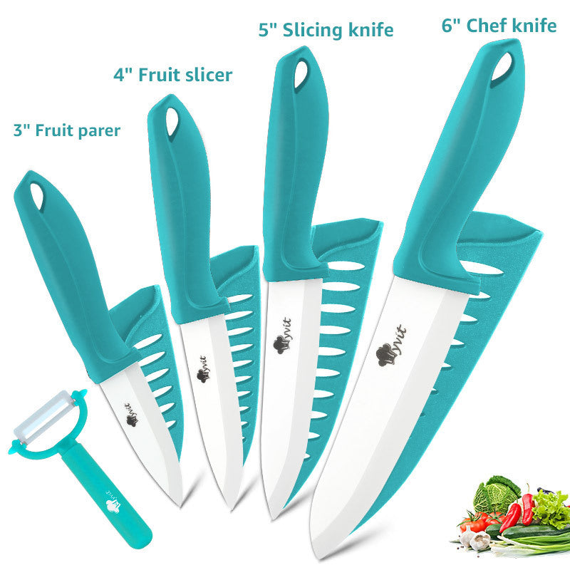 Five-Piece Standable Zirconia White-Bladed Ceramic Knife