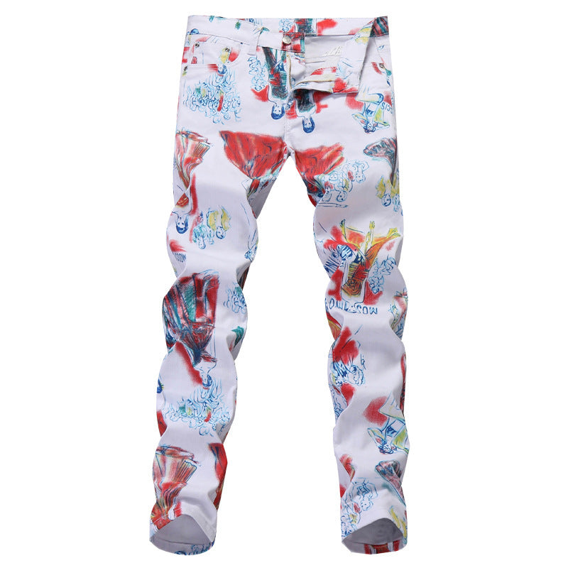 Men's Camouflage Small Straight Stretch Print Trousers