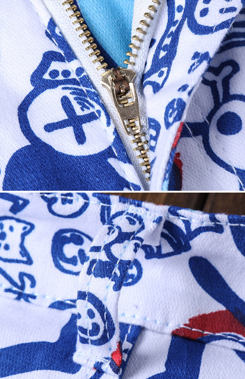 Men's Camouflage Small Straight Stretch Print Trousers