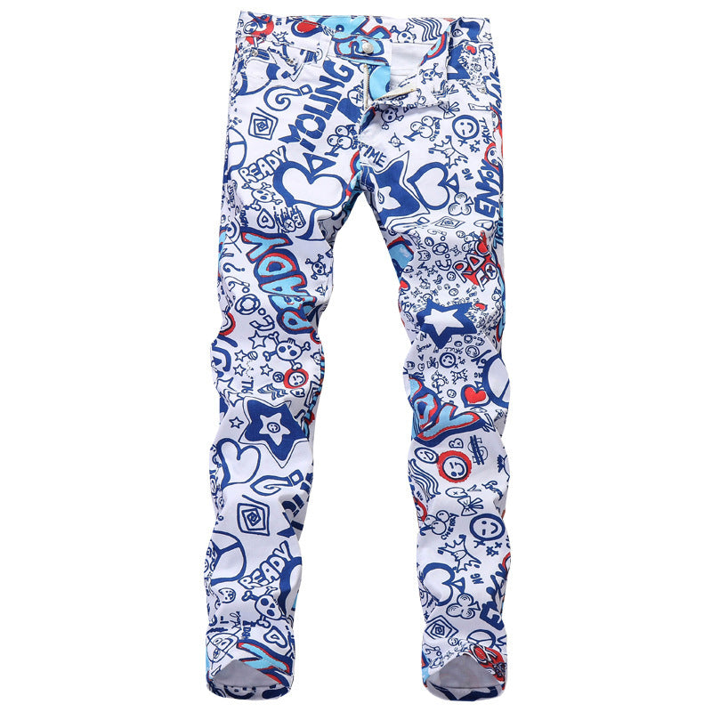 Men's Camouflage Small Straight Stretch Print Trousers