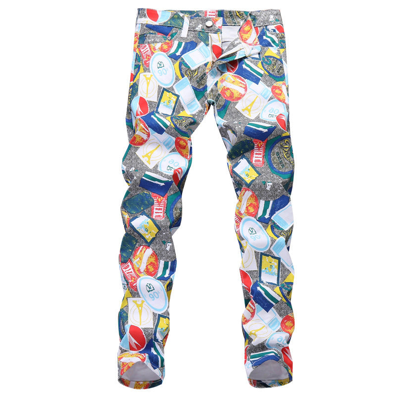 Men's Camouflage Small Straight Stretch Print Trousers