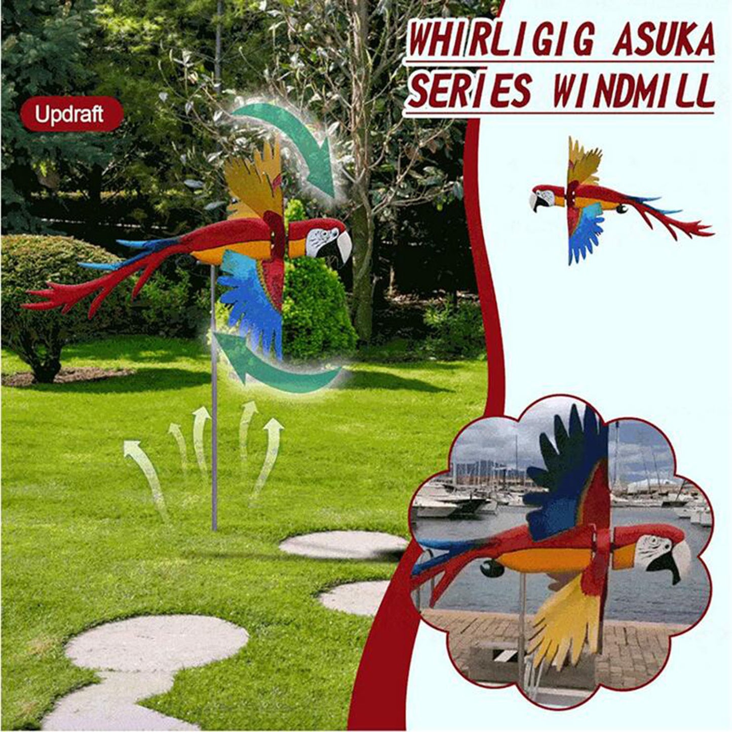 Windmill Series Parrots Garden Lawn Decoration Courtyard Farm Yard Animal Decorative Stakes Wind Spinners