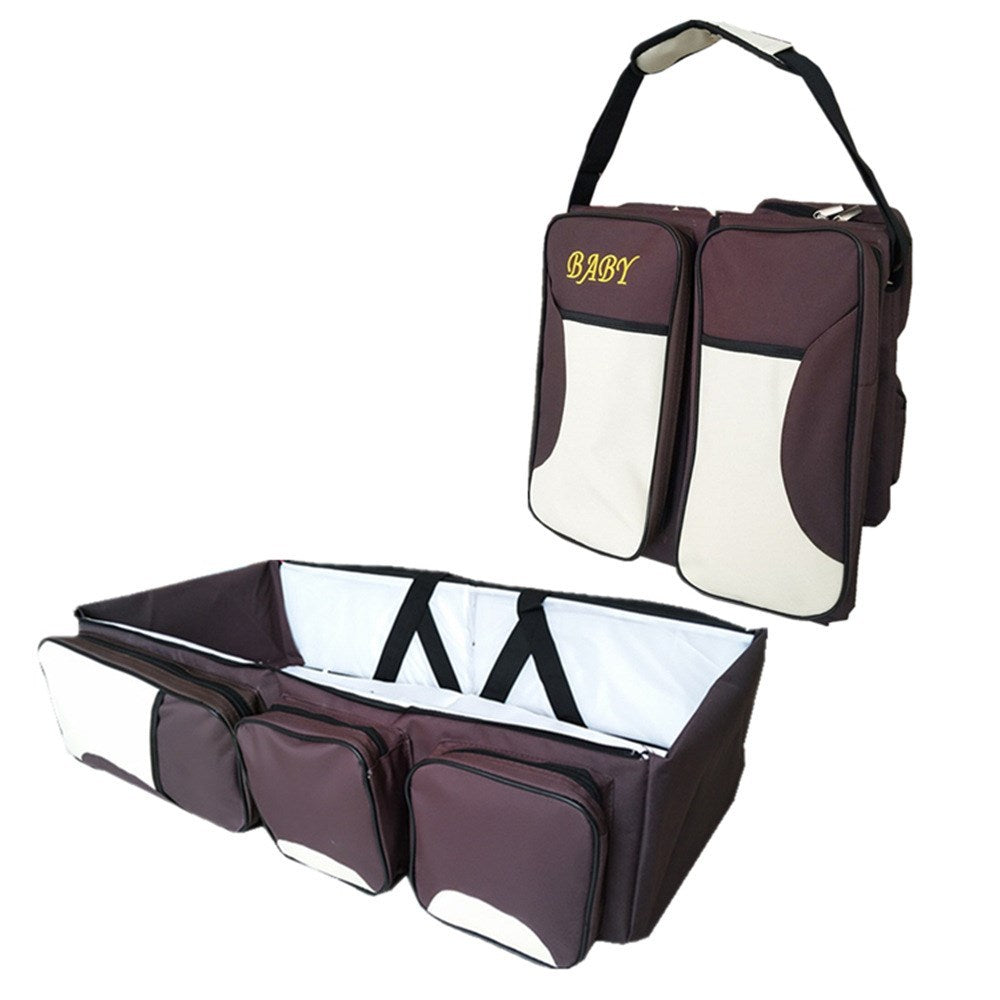 Baby Folding Bed Mommy Bag Portable One-shoulder Mom Bag Multifunctional Large Capacity Portable Outing ShopWithASmile7.com