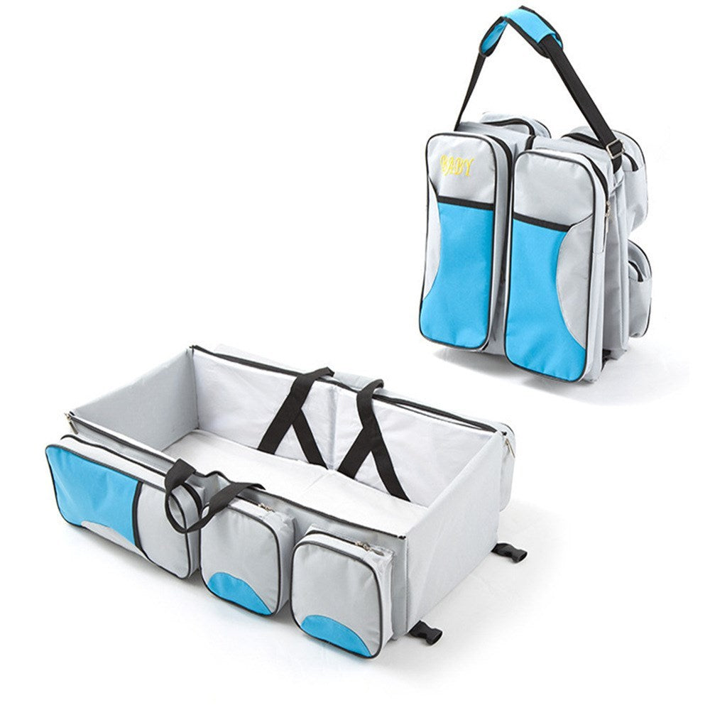 Baby Folding Bed Mommy Bag Portable One-shoulder Mom Bag Multifunctional Large Capacity Portable Outing ShopWithASmile7.com