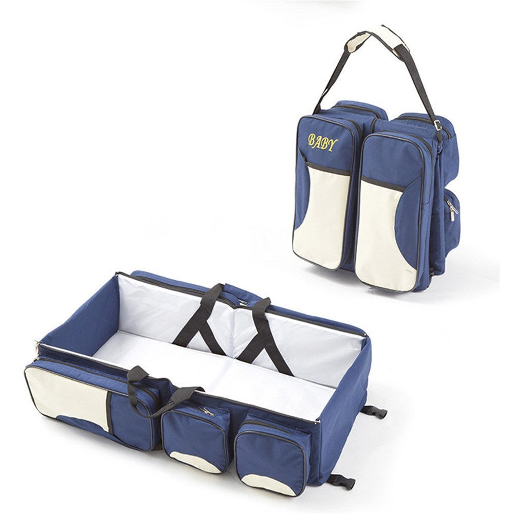 Baby Folding Bed Mommy Bag Portable One-shoulder Mom Bag Multifunctional Large Capacity Portable Outing ShopWithASmile7.com